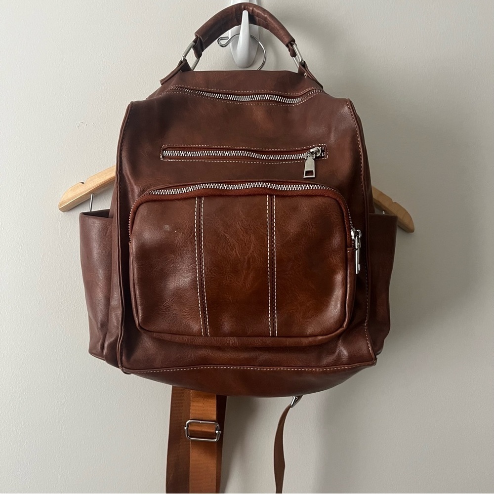 Brown Faux leather backpack